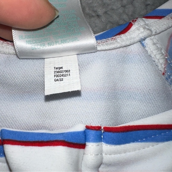 Kona Sol Women's Swim White Blue Large Rash Guard One Piece Stretch Swimsuit - Picture 6 of 10